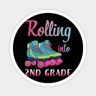 Rollerblading Students Rolling Into 2nd Grade Happy First Day Of School Magnet